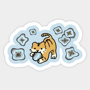 Demiboy Pride of Tiger with Cute Flower of Demiboy Flag Pride Sticker